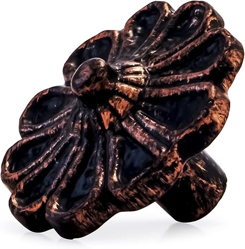 Mascot Hardware CK145 COP Cosmo Flower 1-56 pulgadas (1.850 in) Perillas de gabinete de pátina de cobre envejecido, pomos de cajón, tiradores de
