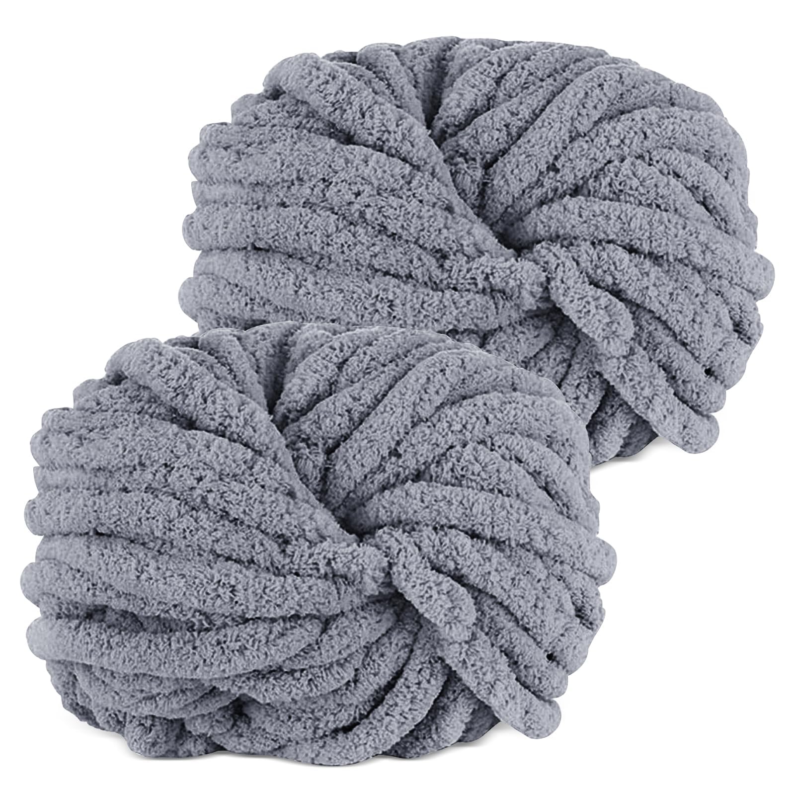 YushengTai Chunky Wool, 2 x 250g Chunky Yarn for Hand Knitting, Soft Fluffy Jumbo Chunky Yarn, DIY Craft Wool for Blankets, Pillows, Scarves, Hats & Pet Beds (Gray) — image 1