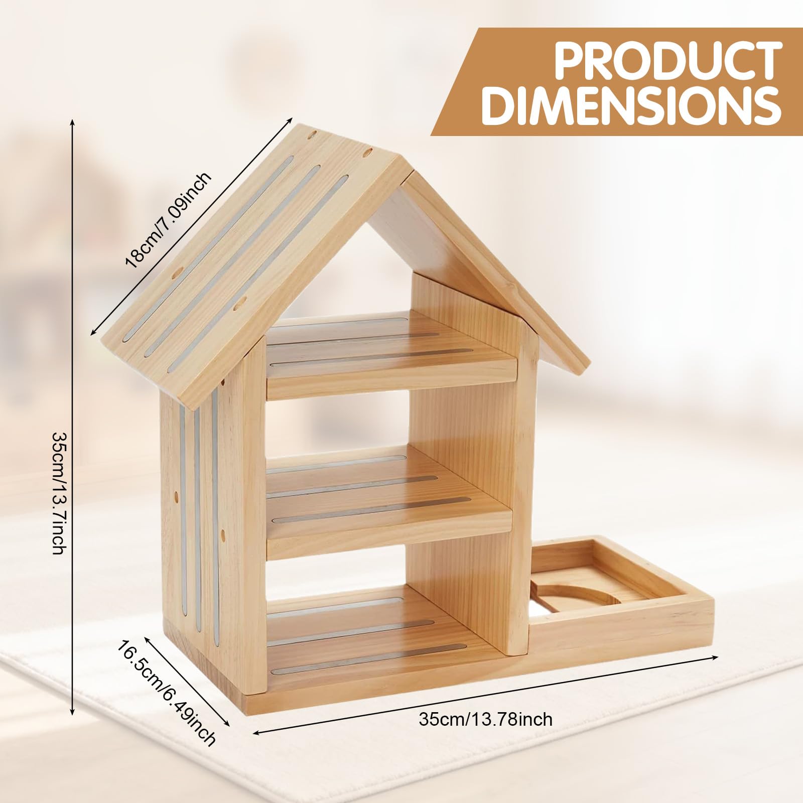 Étagère murale en forme de maison pour Tonie, étagère magnétique adaptée pour TonieBox 1 et TonieBox 2, étagère murale en bois de pin pour 50 à 70 figurines Tonies, étagère Tonie pour filles