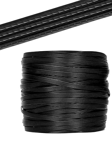 QWORK® PE Rattan, Kunststoff gewebtes Rattan Reparaturmaterial, Schwarz, Wetterbeständig, für