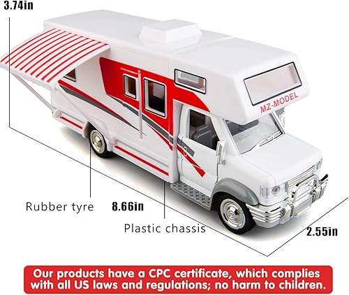 Miniatura 6 de BDTCTK Escala 1:28 DIY Autocaravana de lujo DIE-CAST Modelo de coche, aleación de zinc, vehículos de tracción fundidos a presión juguetes para niños