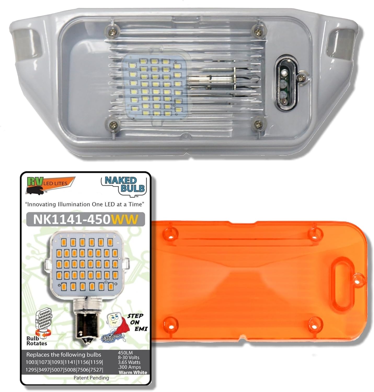 Starlights SL1000 with The Standard REV-200 Bulb, RV 12-Volt Exterior Dual Sensor Exterior Motion Light. The SL1000 is White in Color