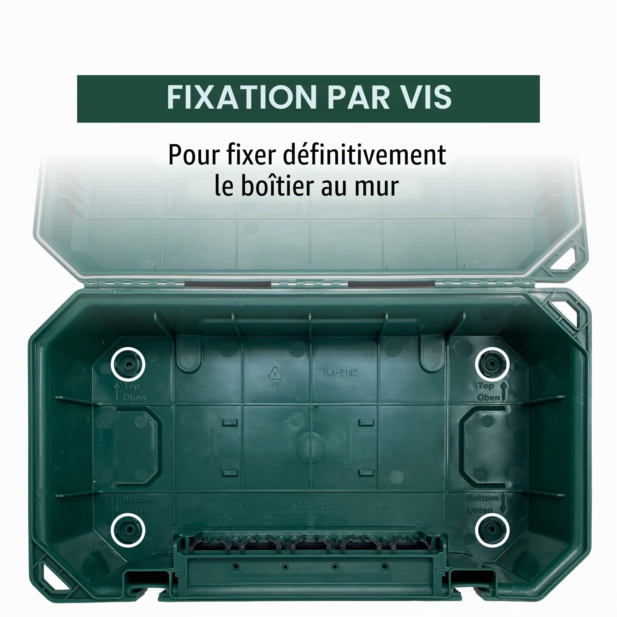 Electraline 300181 Boîte de protection étanche pour l'extérieur IP54 avec bloc multiprise 4 prises IP44 avec capuchons, câble de 5 m H05RR-F 3G1,5, vert, taille XL
