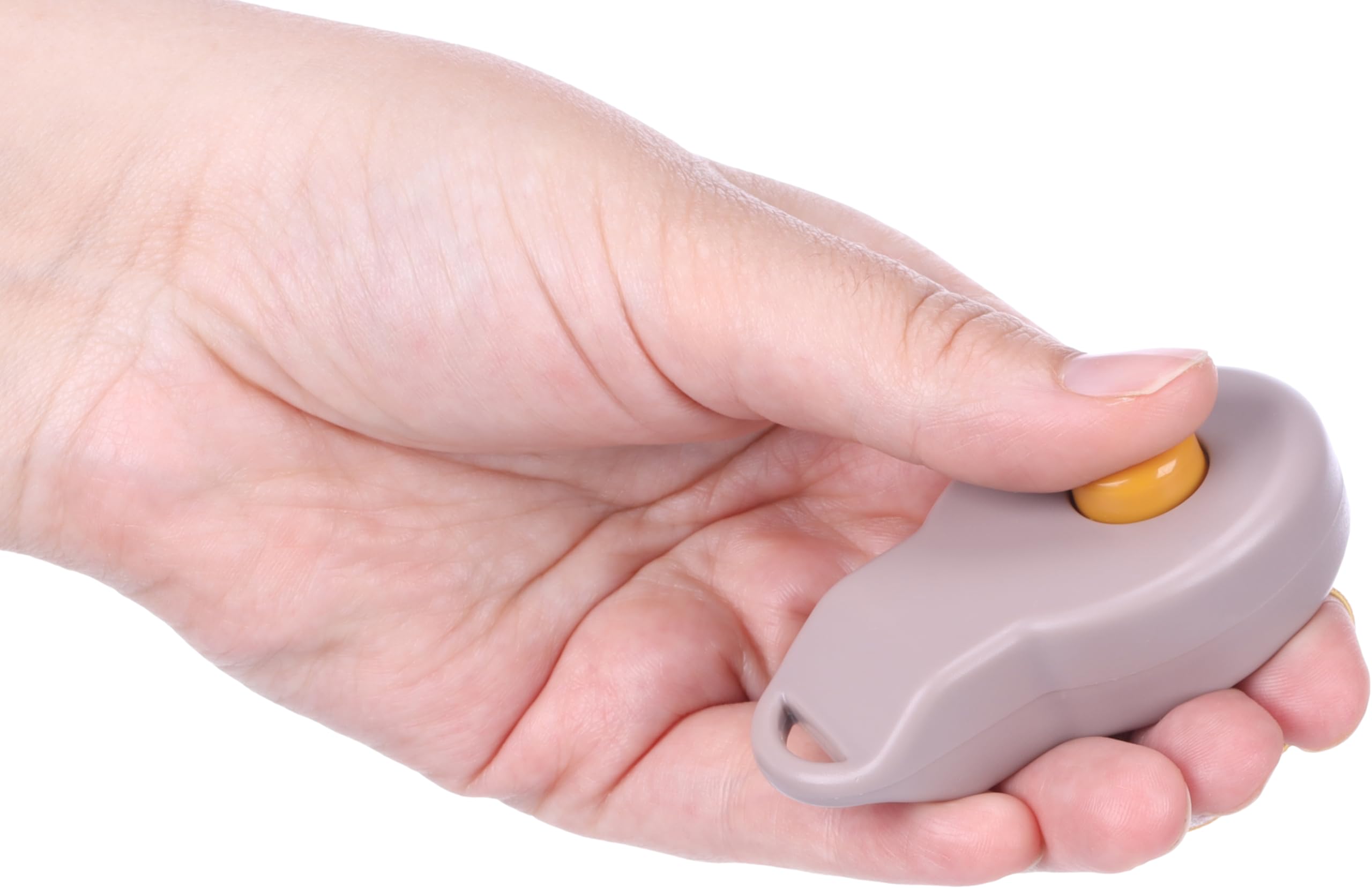 Flamingo Clicker pour Chiot Xia Taupe - 7x4x2,5cm - avec Bouton-Poussoir et élastique à Attacher Autour du Doigt