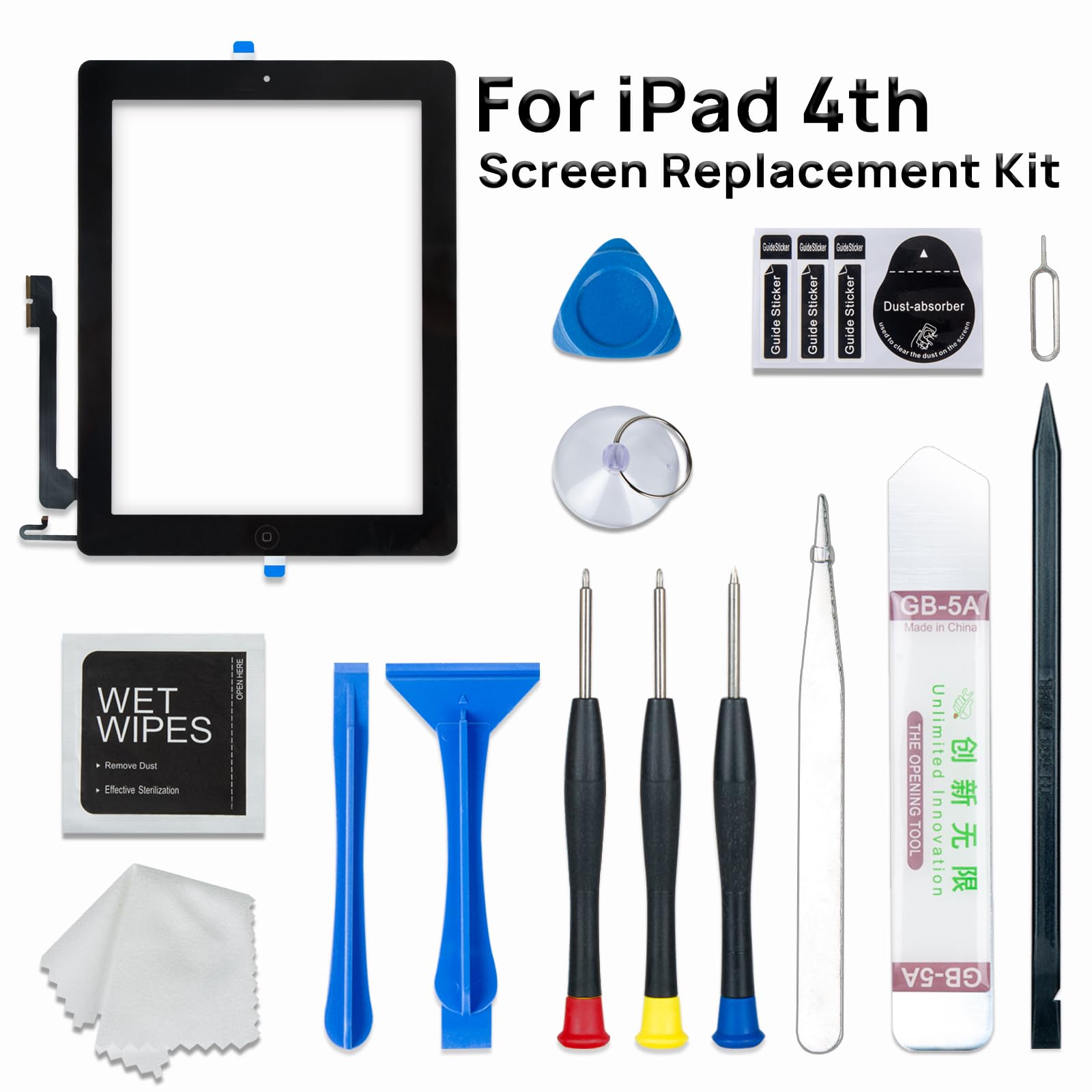 Écran tactile de rechange pour iPad 4 4ème génération avec bouton Home