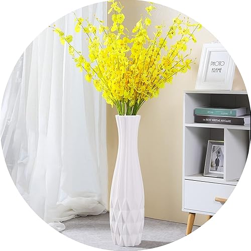 GDSZJLJ - Florero alto de cerámica de 17.7 pulgadas, florero grande blanco para sala de estar, decoración moderna del hogar, oficina, dormitorio,