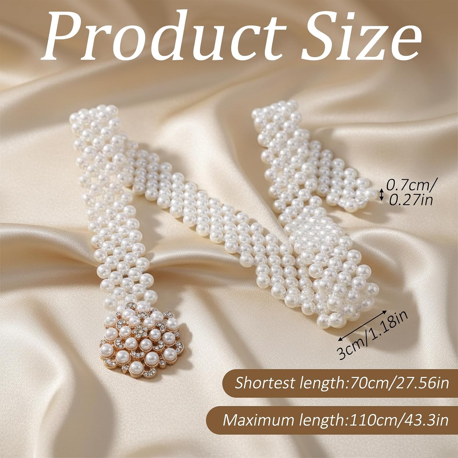Pearl Belts for Women, Wide Fancy Crystal Pearl Belt for Wedding Dress Prom, Beaded Wedding Belt for Dress, Women Sparkly Bridesmaid Sash Belts Elegant Bride Accessory for Special Occasions
