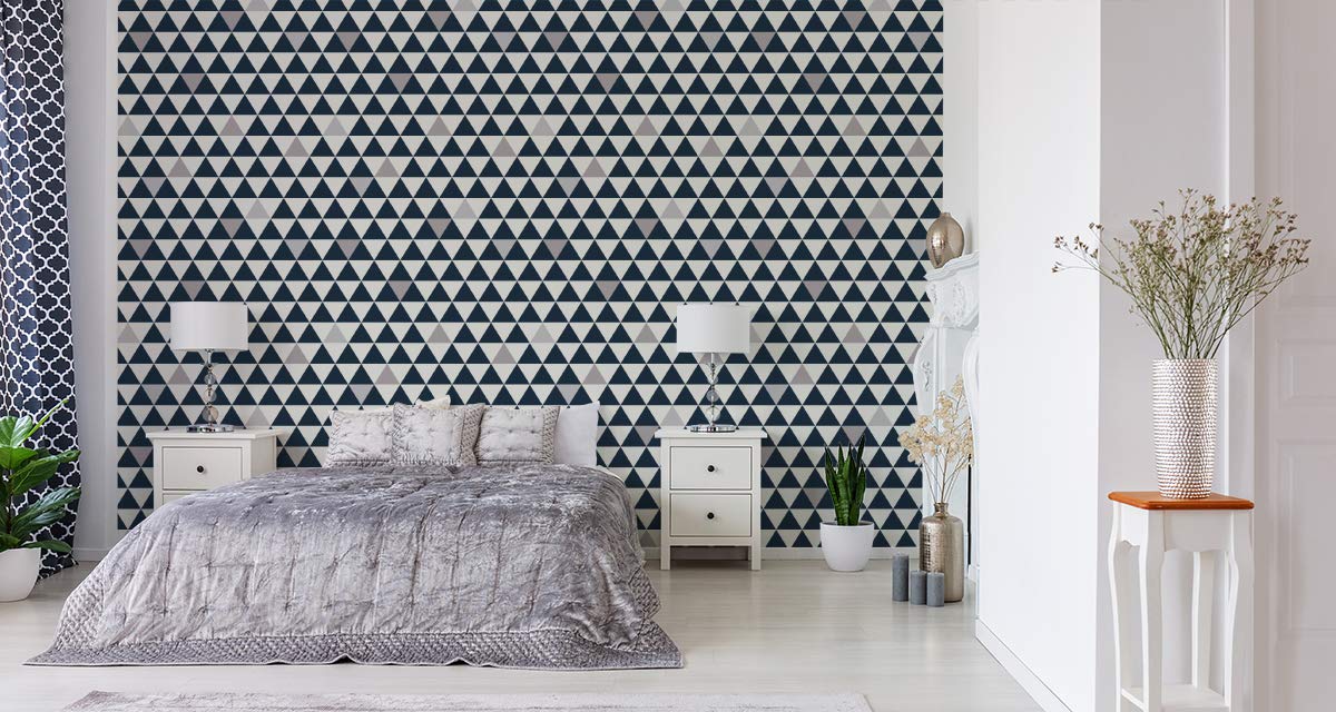 Muralo Papel Pintado en TNT Geométrico Motivo Triángulos - 1000x53 cm | Fotomural fotográfico de alta definición, en tejido no tejido o autoadhesivo, colocación fácil, decoración moderna para el