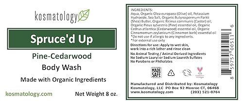 Miniatura 3 de kosmatology Spruce'd Up (Pine-Cedarwood-Canela) Gel de baño orgánico para hombre, 8 onzas líquidas
