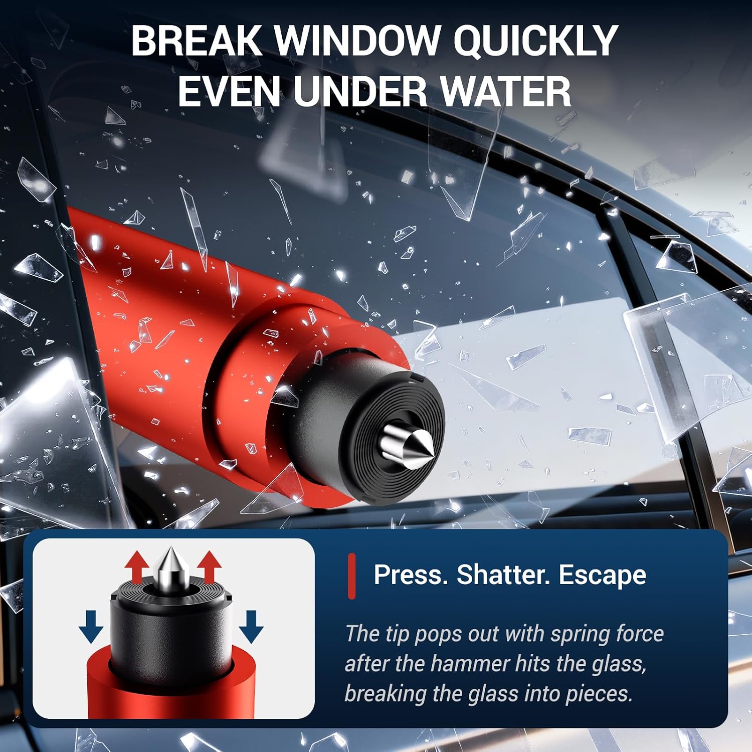 Window Breaker Seatbelt Cutter, 2-in-1 Car Emergency Escape Tool image 3