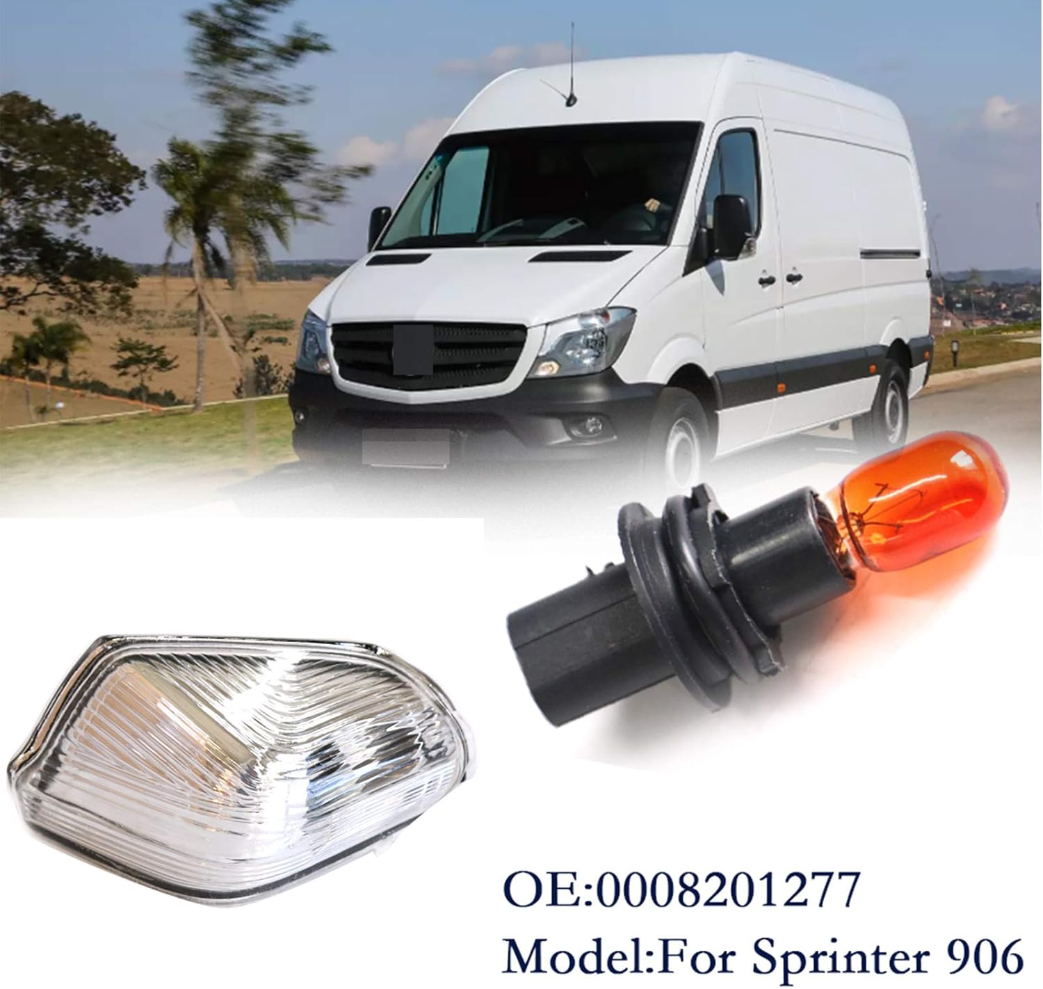 Car Bulb Indicator （1Pcs）+Mirror Clear Indicator Lens Lamp （Left） for Sprinter 906 for CRAFTER for Dodge 0008201277 0018229120 0018228720 0018229320