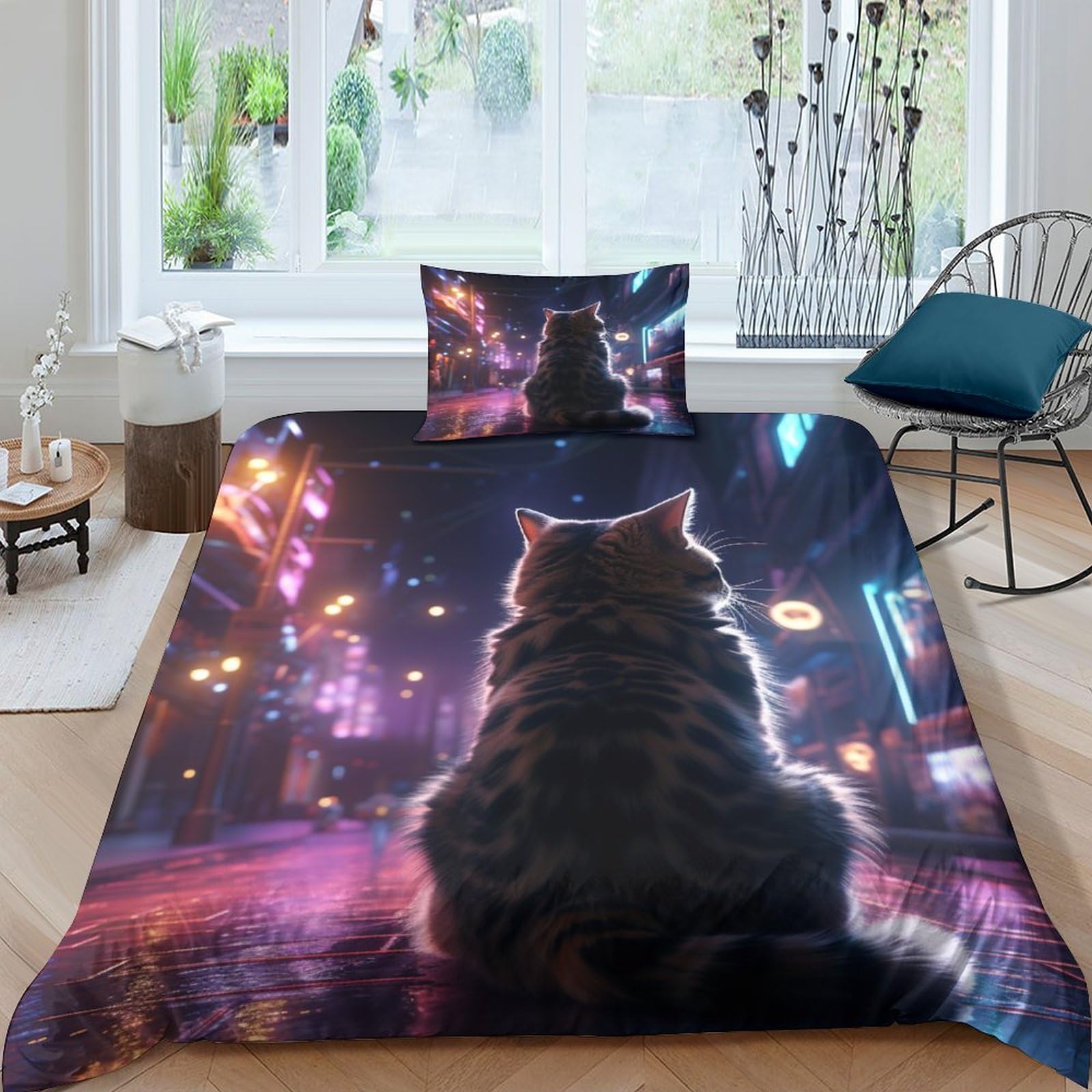 Housses de couettes infroissables IOFEER Chaton pour un lit simple toujours impeccable
