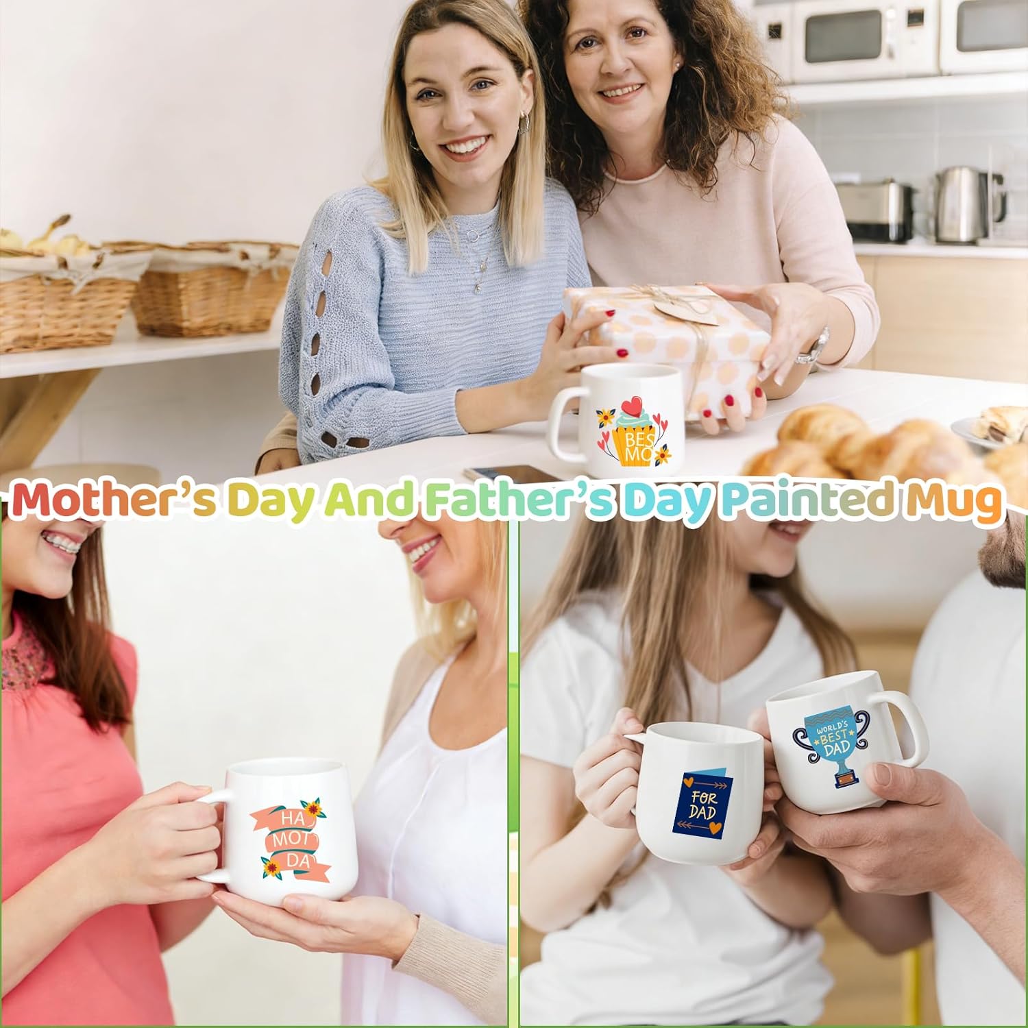 42 Pcs Make Your Own Mug Painted Ceramic Mugs to Paint Kit 12 oz Painted Mug Color Your Own Cups Water Milk Tea Mugs DIY Coffee Cup for Birthday Mothers Fathers Day Graduation Easter Christmas Gift - Image 6