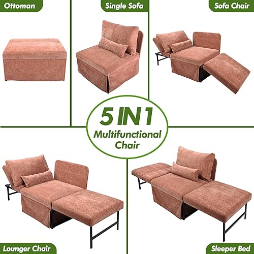 Miniatura 3 de Silla de cama mejorada 4 en 1 a 5 en 1 sofá convertible multifunción con respaldo ajustable, sofá plegable de lino sin montaje, cama otomana para