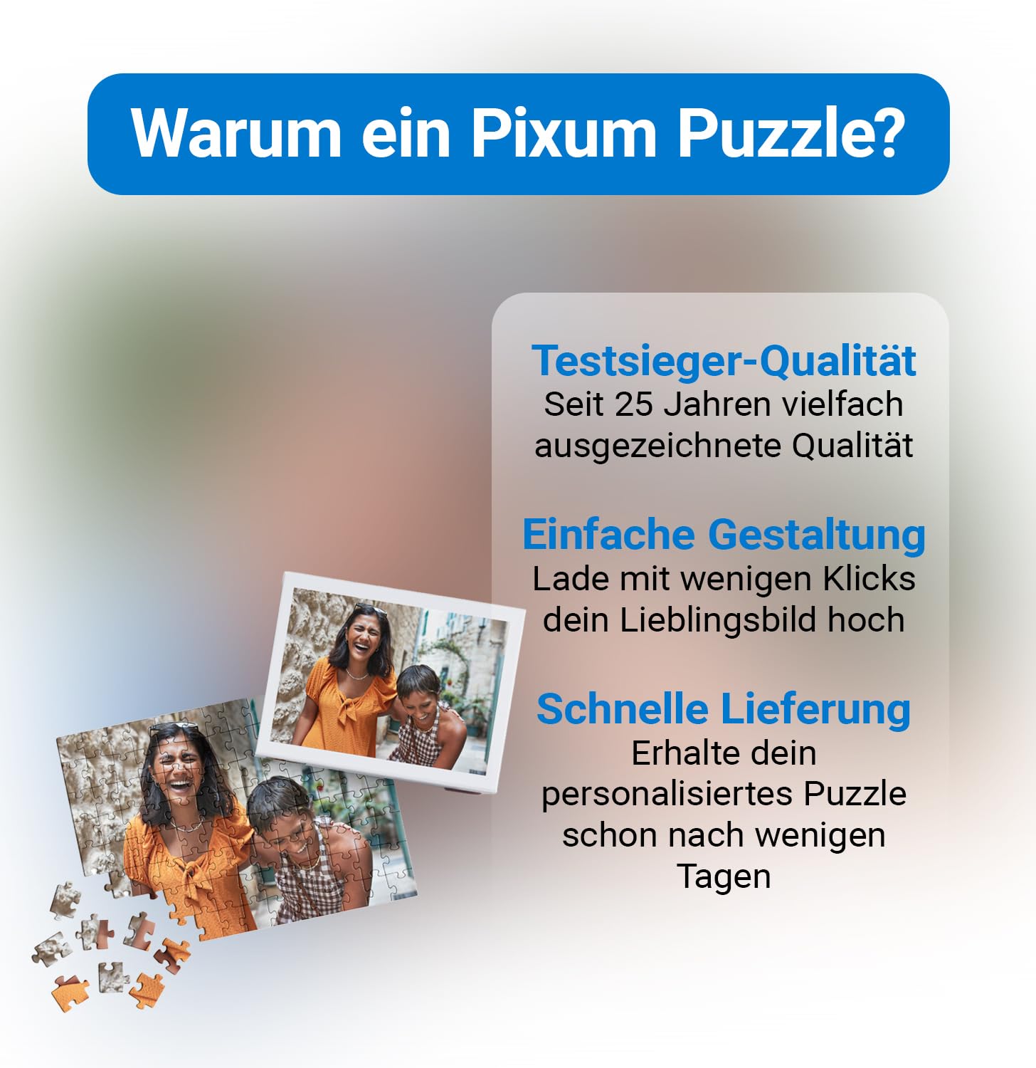 Pixum Fotopuzzle mit eigenem Foto, personalisiertes Geschenk, 1000 Teile | Selbst gestalten, hochwertige Druckqualität, Fotogeschenk für Erwachsene und Kinder
