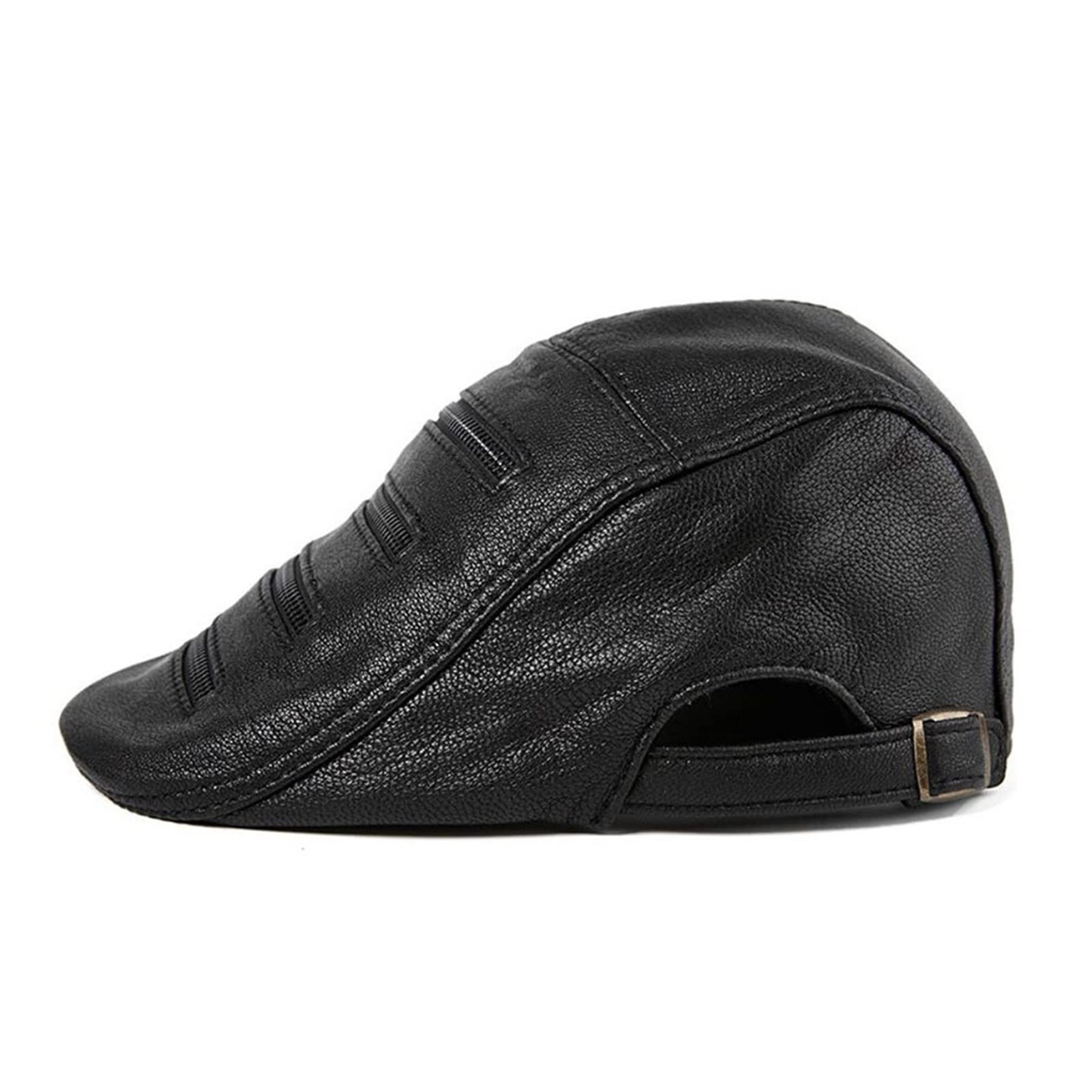 Nowa Moda Płaska Czapka Mężczyźni Brązowy Regulowany DuckBill Hat Mężczyzna Prawdziwej Skóry Multi Zipper Sp-Ring Autumn Cabbie Cap