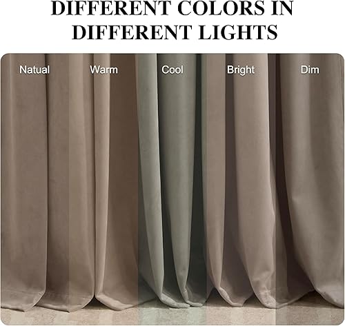 Miniatura 96 de RYB HOME Juego de 2 paneles de cortinas de terciopelo malva, cortinas y cortinas para oscurecer la habitación, con aislamiento térmico, decoración