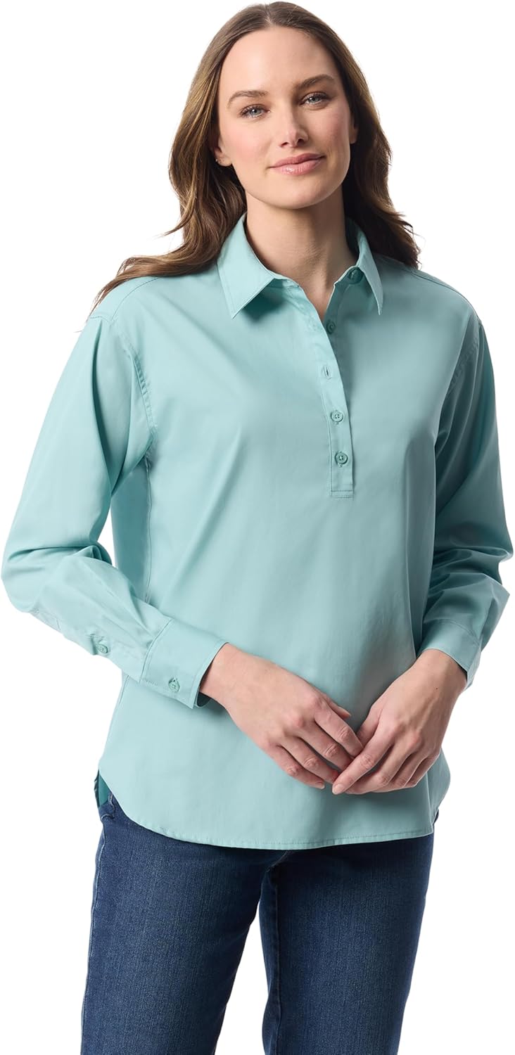 Gloria Vanderbilt Womens Amanda High-Low Long Sleeve Pullover Shirt Standard