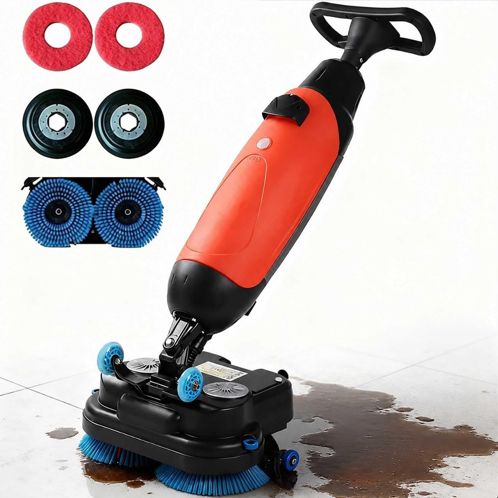 aromaoveite Commercial Walk Behind Floor Scrubber,17”Floor Buffer Machine,Cordless Operations,360° Swivel Head 4.5l + 7.5l Dual Tanks F,Suitable For Wood Flooring, Ceramic Tile, Marble Red