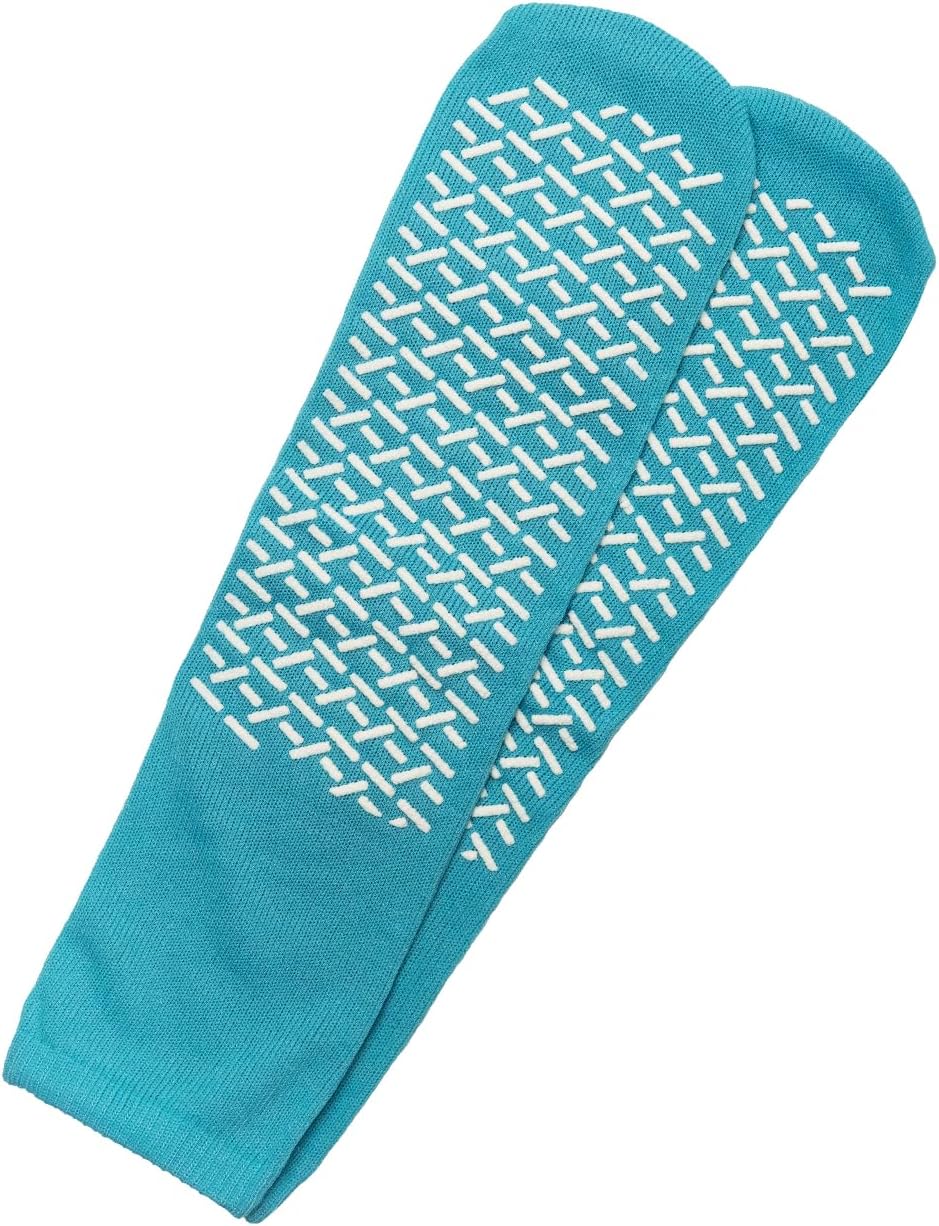 Happy Hippo Hospital Socks, Cotton Non Slip Socks (12-Pk) One Size Fits Most, Light Blue, Unisex - Image 5