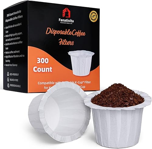 300 filtros de café Fanativita K Cup desechables para Keurig taza individual, compatibles con todas las tazas K reutilizables (blanco)