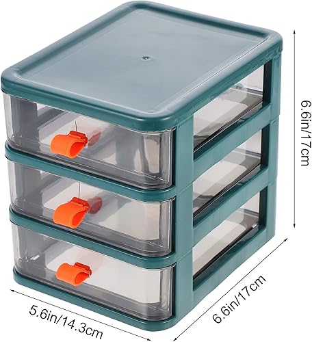 Miniatura 2 de BESPORTBLE 3 cajones de almacenamiento de plástico para escritorio, organizador de cajones pequeños, cajones de almacenamiento apilables, mini