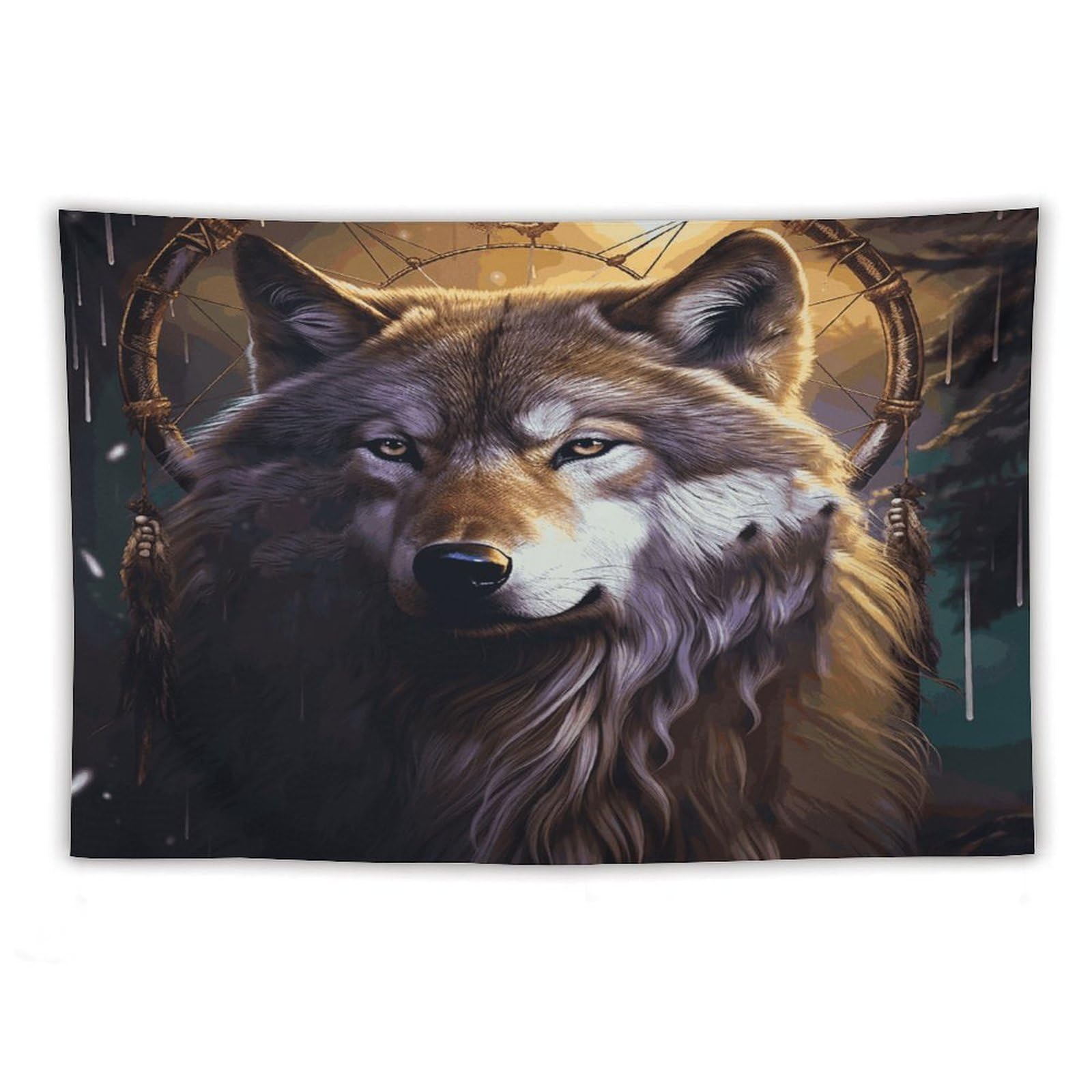 LDGSUPH Wolves And Dream Catchers Tapestry Wall Hanging Decor Anti-fading Aesthetic Wall Tapestries Fashion Wall Blanket Decor Modern Wall Art Tapestry for Bedroom Home Decor 40"x60"