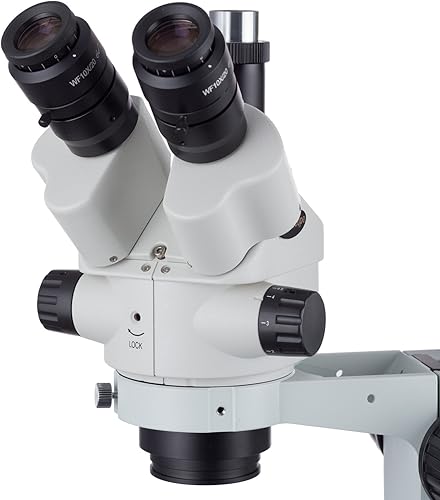 Miniatura 2 de AmScope Microscopio de zoom bloqueable estéreo simul-Focal 7X-90X en soporte de brazo único