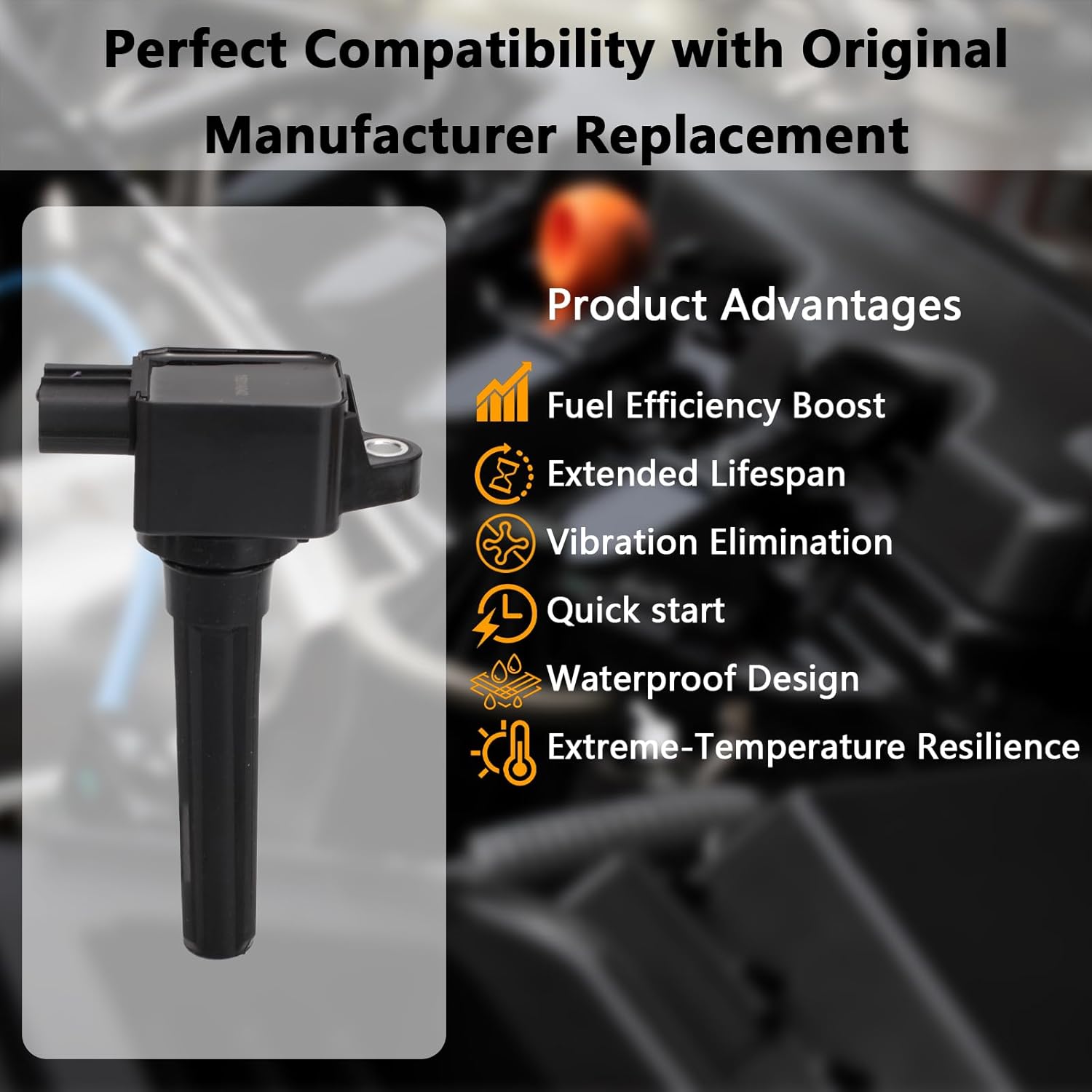 UF599 OEM Ignition Coil - Compatible with Mitsubishi Lancer Outlander Evolution X MR EVO EVOX 10-2.0L L4 - Replaces # 1831A042 1832A042 H6T11471