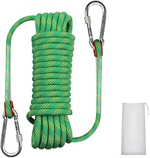 多用途ロープ 多機能ロープ 多目的ロープ 園芸ロープ 洗濯ロープ 10mm カラビナ付 多機能コード 補助ロープ 耐荷重1200kg 10M/20M/ テントロープ 防災 安全 アウトドア活動アクセサリー アウトドア キャンプ 防災 収納袋付き（グリーン10M）