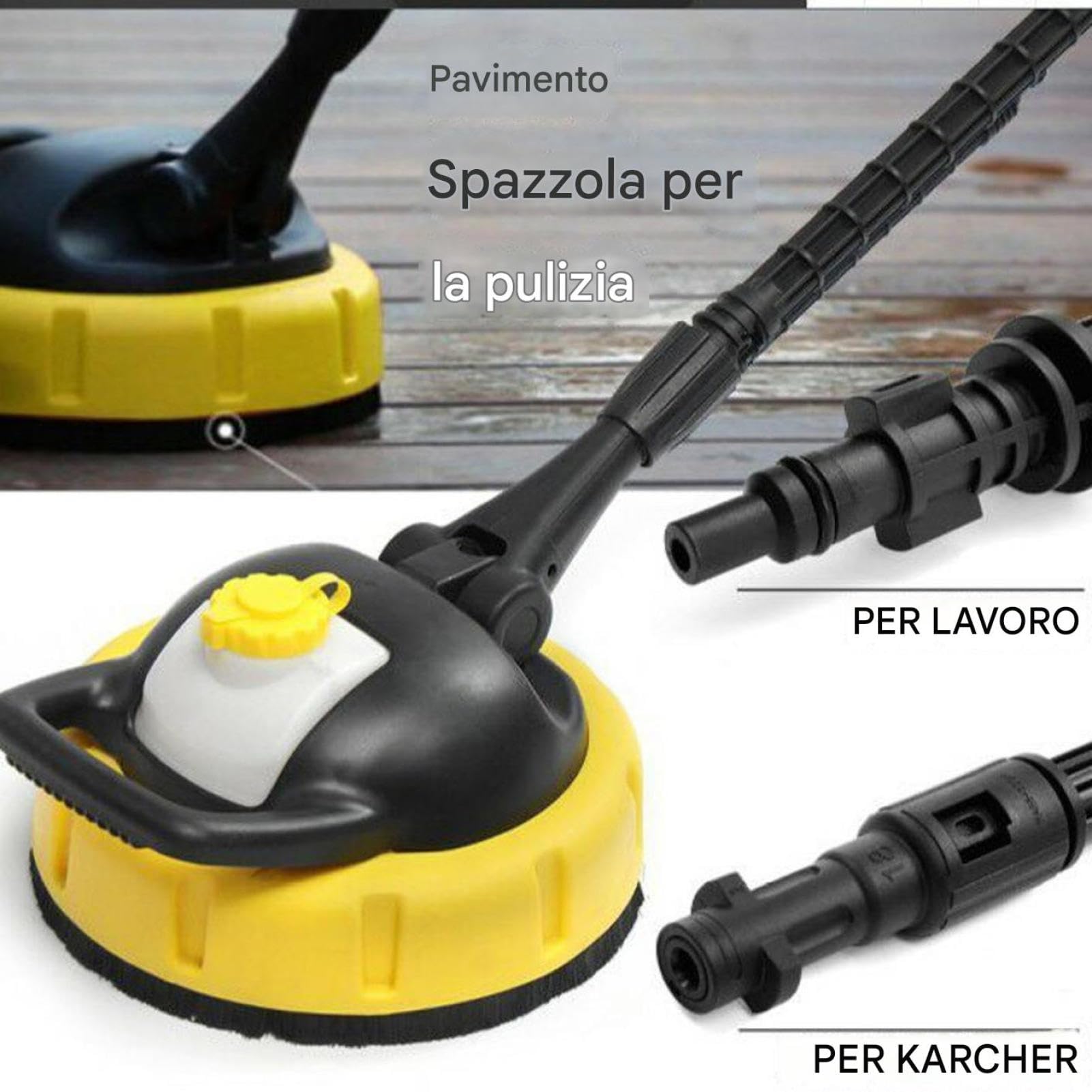 Accesorio para hidrolimpiadora de alta presión - Cepillo giratorio para patio, cabezal de limpieza ajustable | Mopa para exteriores de jardín, equipo de mango largo, kit de herramientas para fo