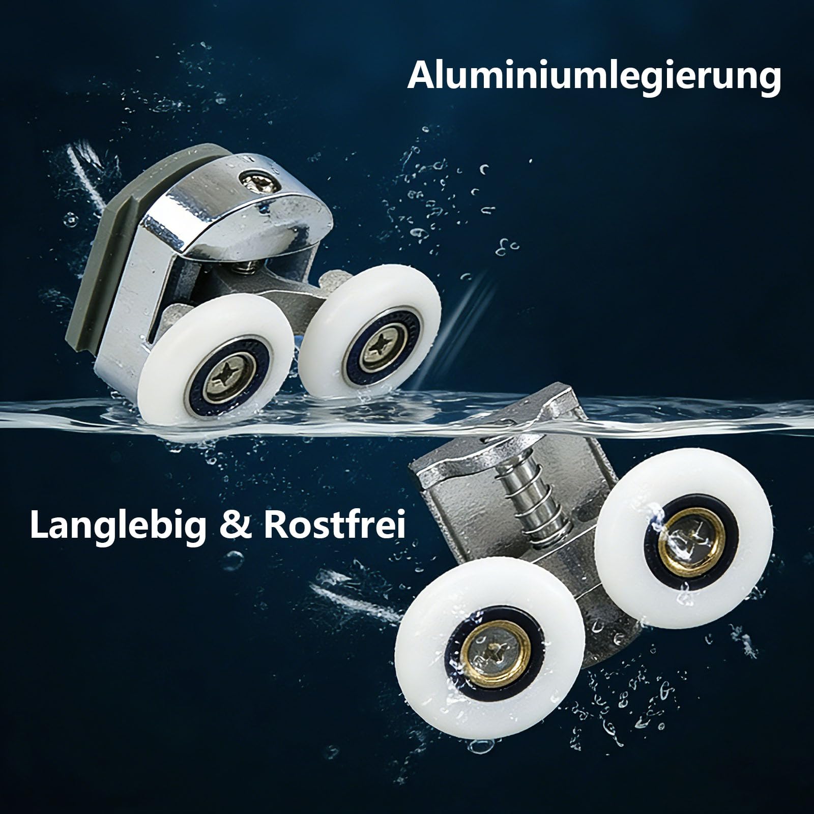 8 Stück Duschtürrollen Ø 25 mm, Robuste Zinklegierung Laufrollen für Schiebetüren Duschkabinen, Leise Rostfrei Ersatzrollen für 4-6 mm Glas Badezimmer, 4 Oben 4 Unten Duschkabinen Ersatzteile