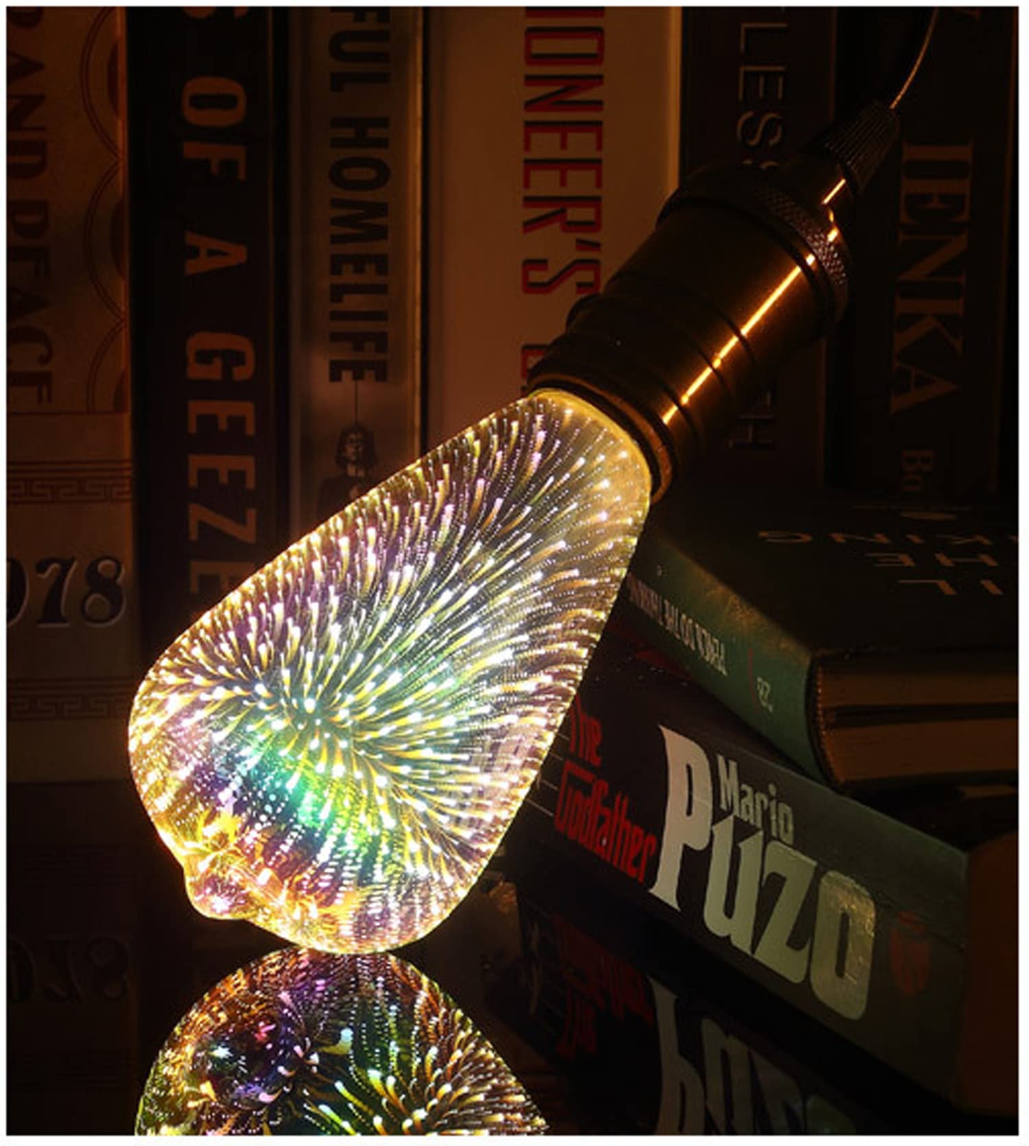 Genericd ALIUAE, 3D LED Bulb E27 3D Decoration Light, Firework Light Bulb, AC110V 220V E27 LED Decorative Star Light, Holiday Creative Lamp ST64 Novelty Lamp Home & Office Decoration 2023