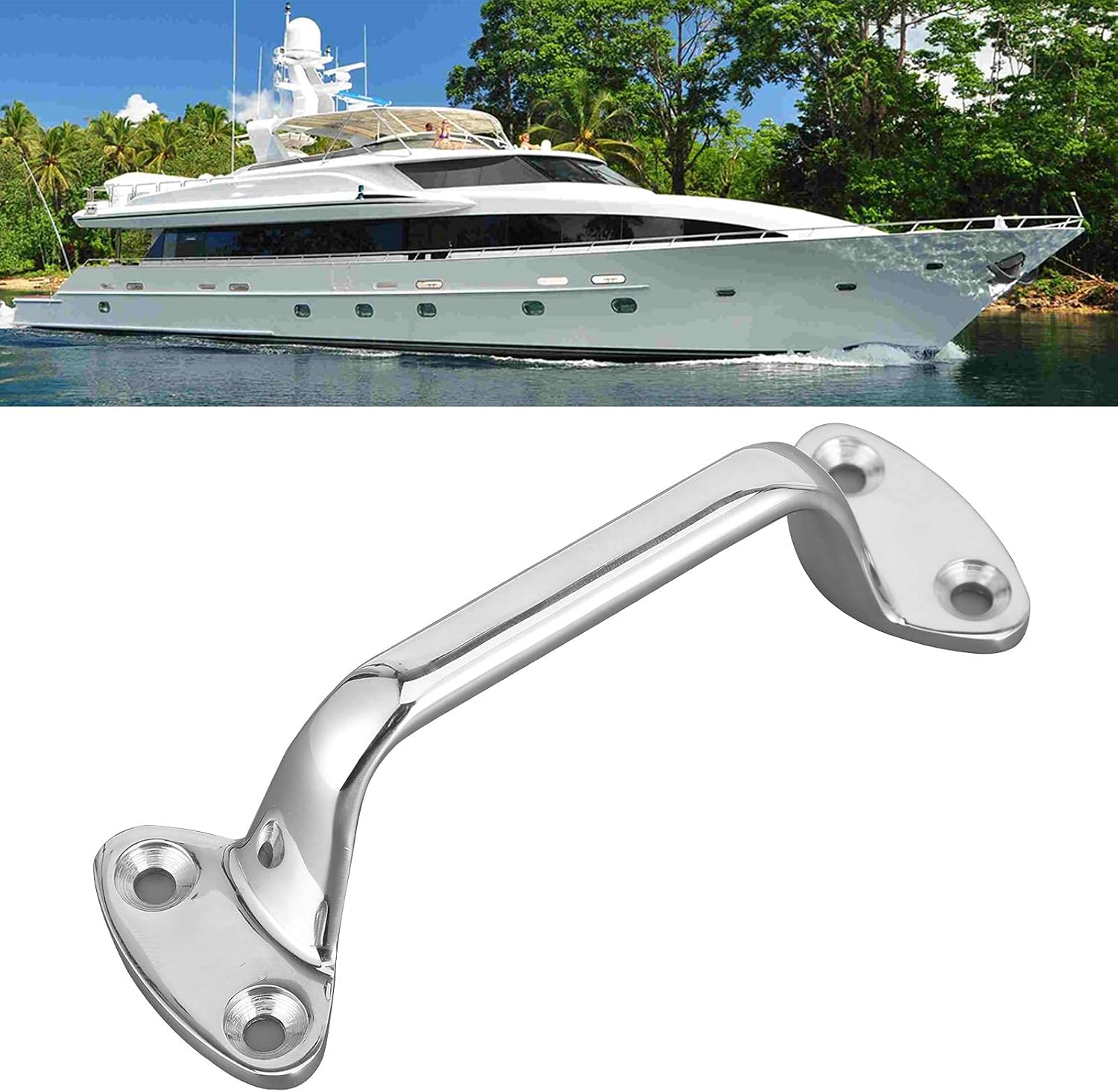 Grab Handle, 6in Stainless Steel Door Grab Bar High Hardness Door Handrail Bar Boat Grab Bar RV Accessories Bar Rail Boat Haltegriff for Marine Boats Yachts Rvs Residence Bathroom