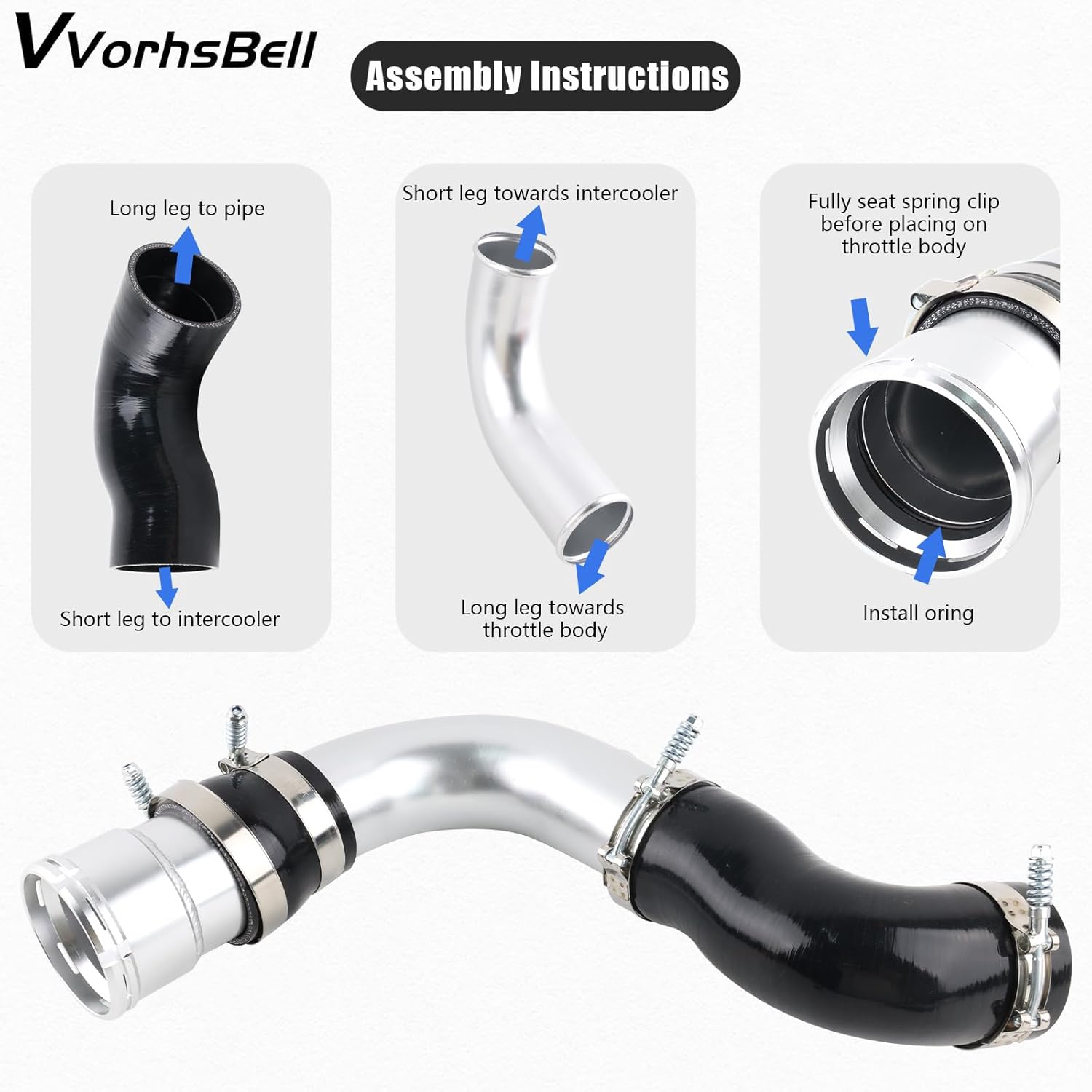 Cold Side Intercooler Pipe Upgrade Kit 3.5 intercooler piping kit compatible with 2011-2016 Ford F250 F350 F450 6.7L Powerstroke Diesel(Silver)