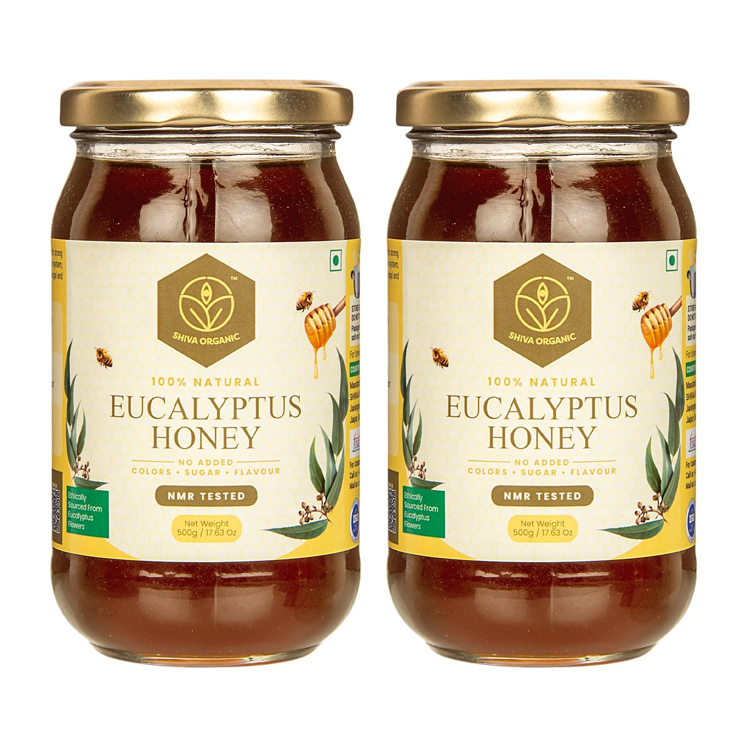 Shiva Organic Raw Eucalyptus Honey 1kg | 100% Pure NMR Tested | Raw and Unprocessed