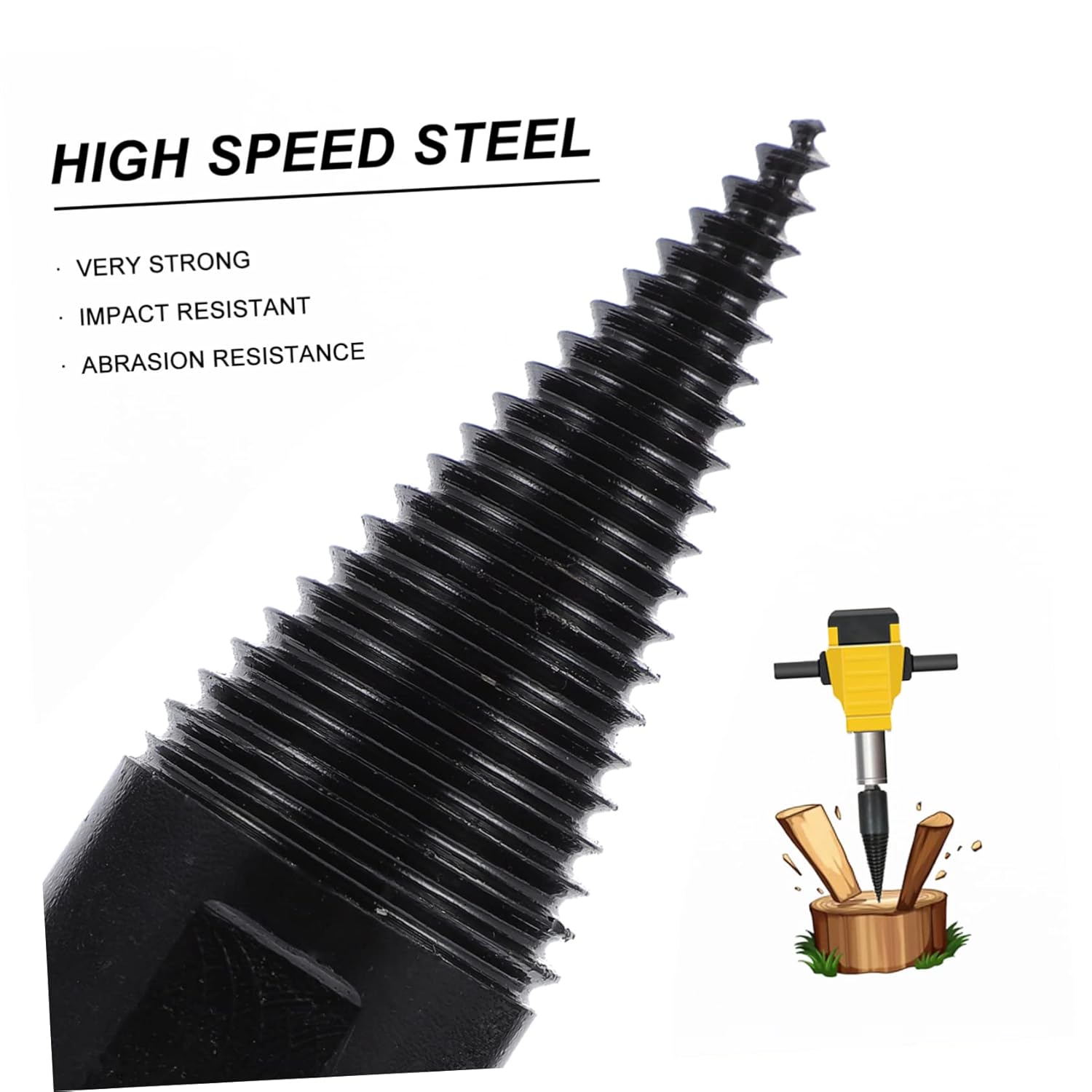 POPETPOP 4Pcs Electric Firewood Drill Bit Set Durable Wood Splitter Bits with Skid Design for Easy Firewood Chopping High Hardness Saving