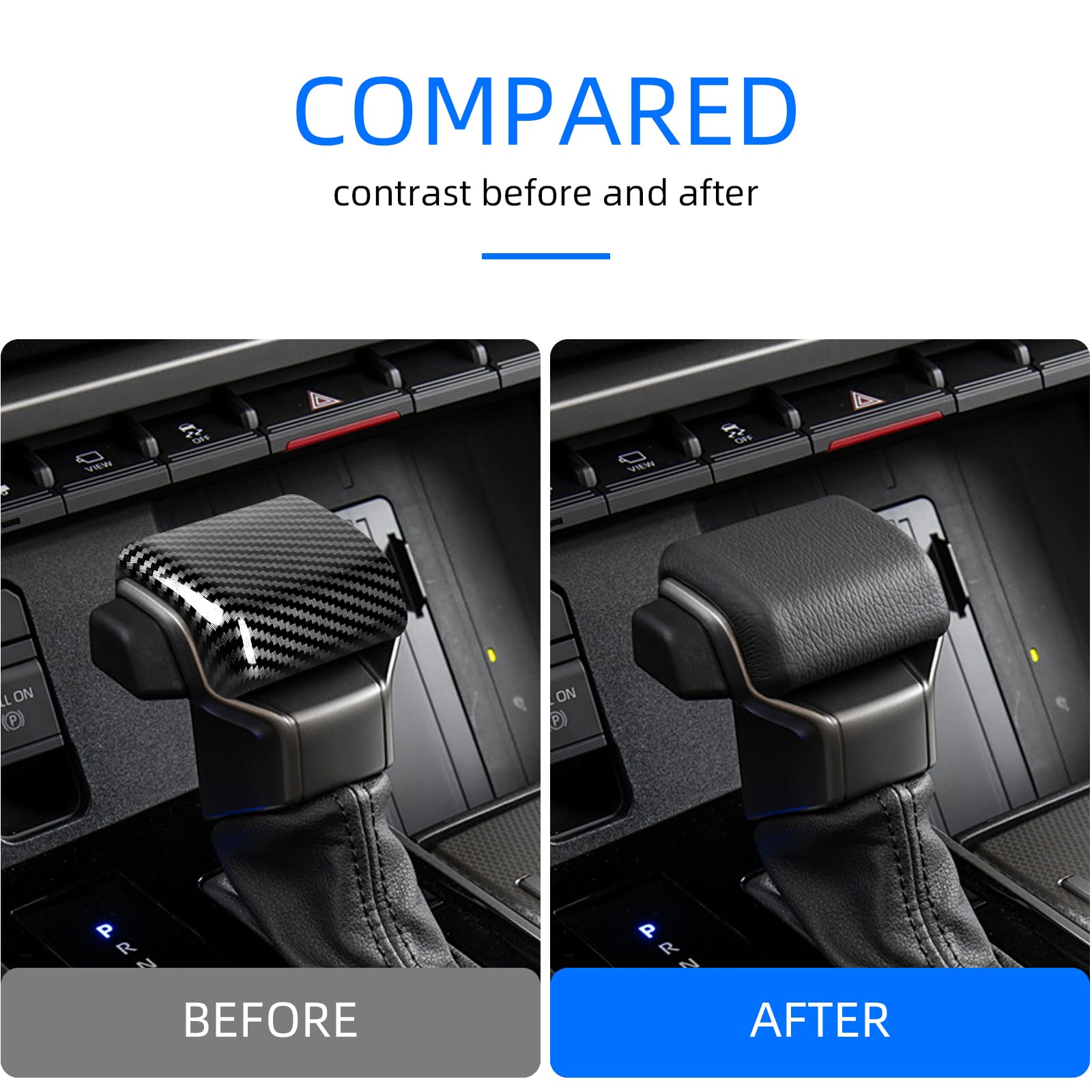 GIPFIRE for Toyota Tundra/Sequoia 2022-2024 Automotive Shift knob Cover Interior Accessories Trim Cover Sequoia 2023 Tacoma 2024 Center Shift Head Protection Cover (ABS, Carbon Fiber Pattern)