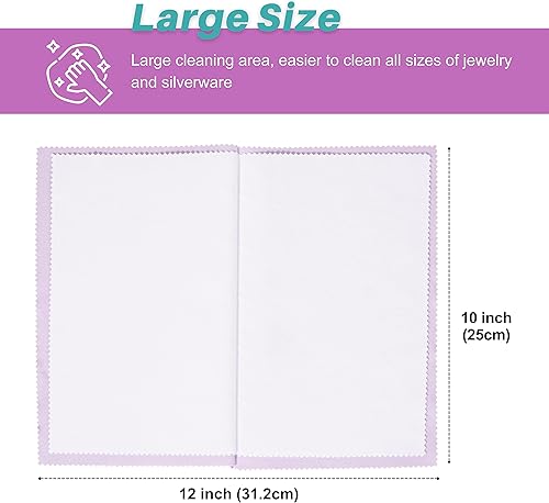 Miniatura 4 de CATIFLIN 3 paños de limpieza de joyas multicapa, paño de pulido grande, paño de limpieza de joyas 100% algodón para joyas de oro, plata y platino