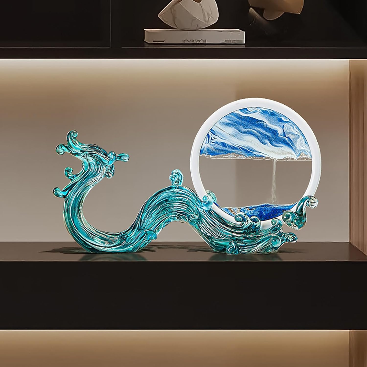 TaLcuS Moving Sand Art Picture,Flowing Sand Decorative Ornament，Liquid Motion 3D Deep Sea Sandscape in Motion Display Flowing Sand Frame Relaxing Desktop Home Office (Color : A3)