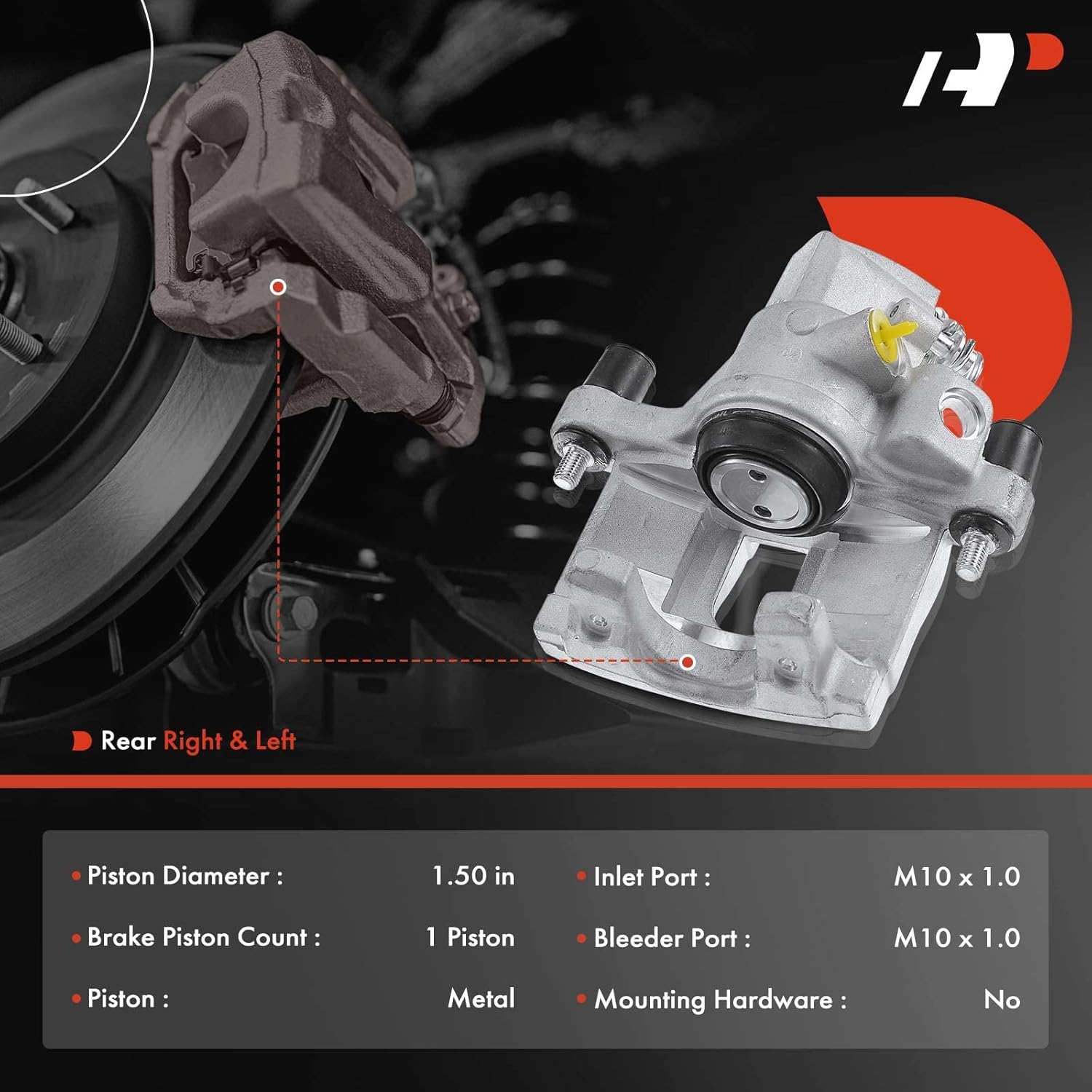 A-Premium Disc Brake Caliper Assembly without Bracket Compatible with Select Ford, Volvo and Mazda Models - Focus 07-11, C30 08-13, C70 06-13, V50 05-11, S40 04-11, 3 04-09 - Rear Side
