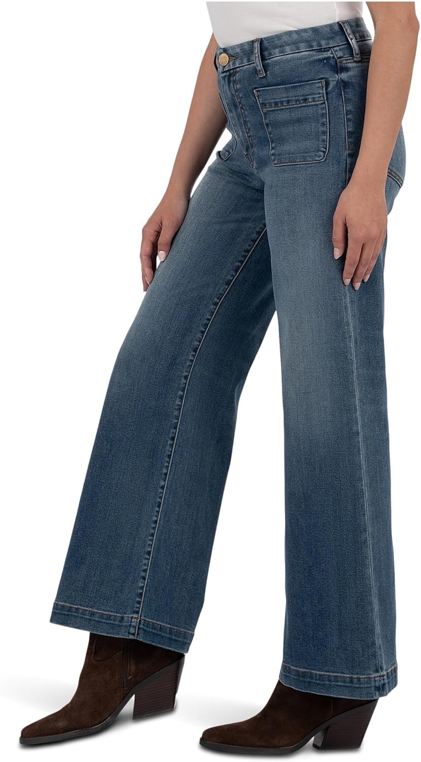 KUT from the Kloth Petite Meg High Rise Wide Leg with Patch Pockets Regular Hem - Image 2