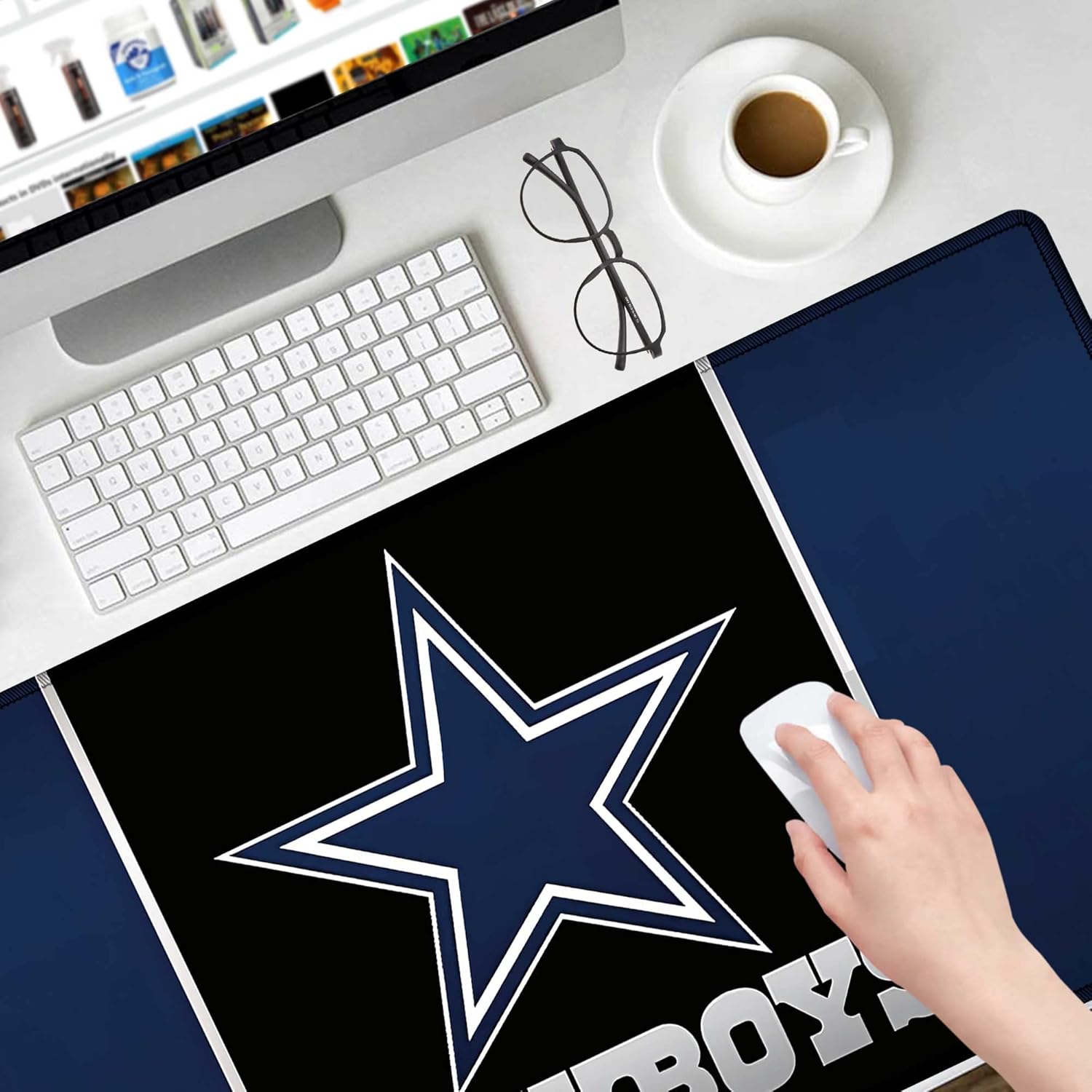 Large Mouse Pad Desk Mat for Home Office, Gaming Mousepad Extended Desk pad - Computer Keyboard Mouse Mat with Non-Slip Base and Stitched Edge Office Desk Organizers and Accessories - Image 7