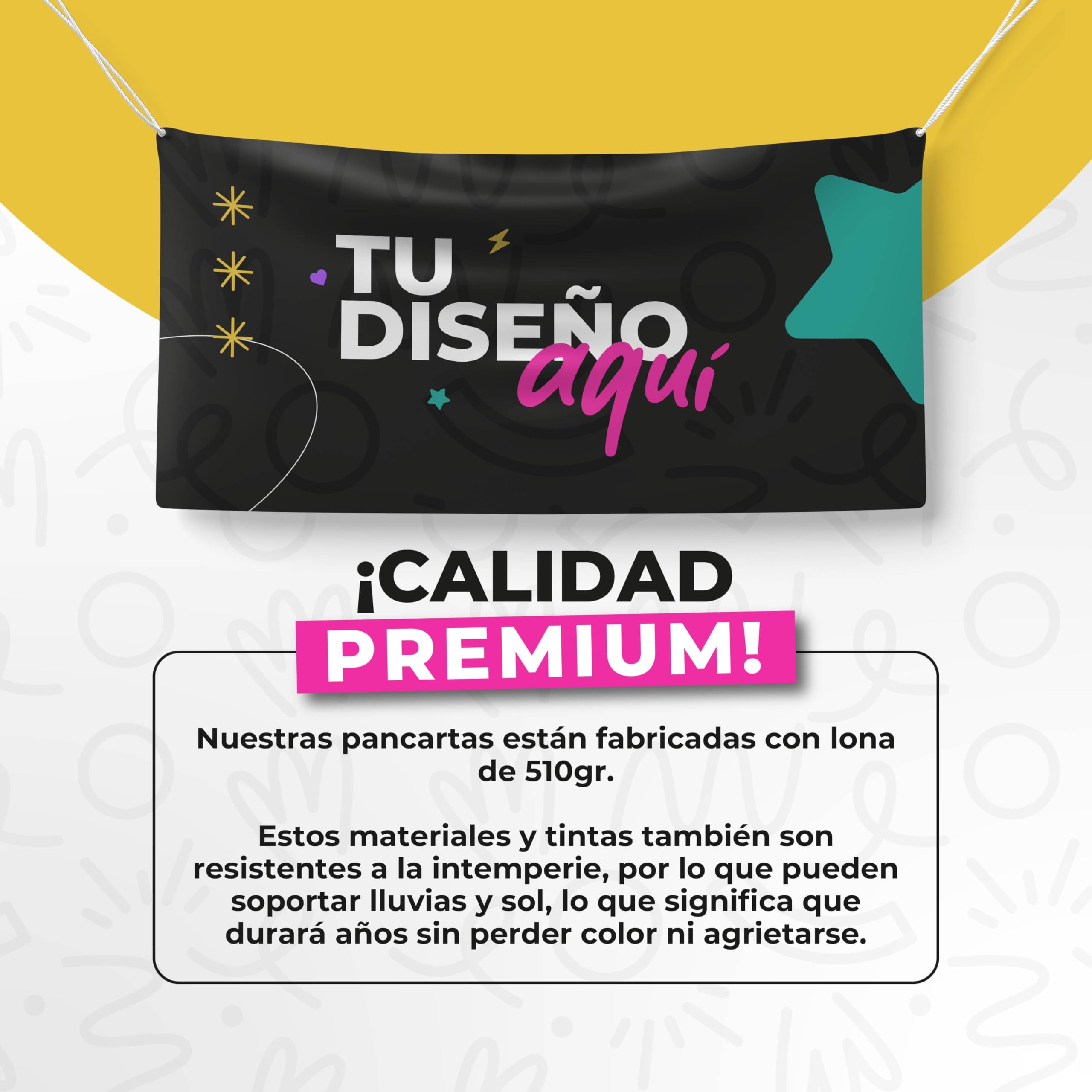 Pancarta Personalizada para Publicidad Exterior con 21 Medidas - Lona Personalizada con Foto, Logo, Texto - Ideal para Comunion, Bodas, Bautizos, Cumpleaños - Banderas,Cartel con Fotos (150x100cm)