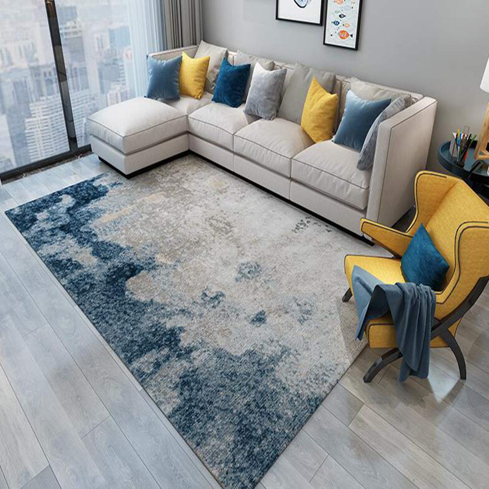 Tapis de salon en peluche 140x200cm lavable polyester grand format
