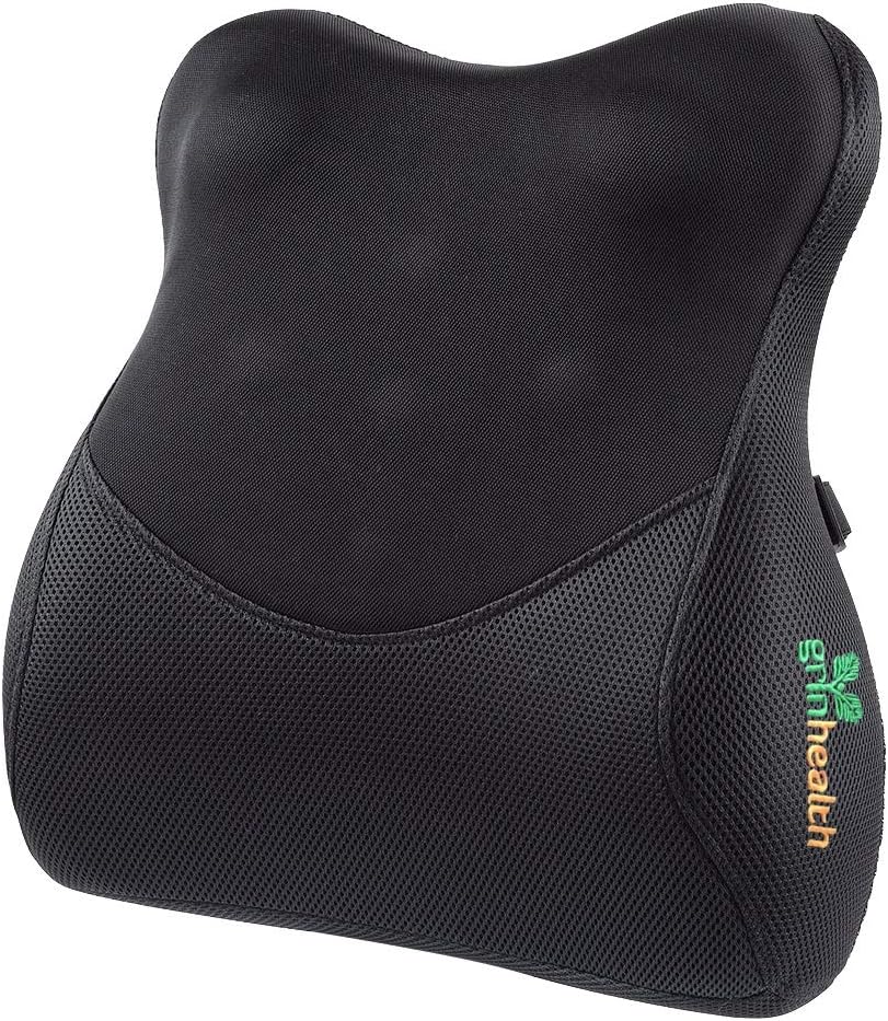 Grin Health Premium 𝗖𝗨𝗦𝗧𝗢𝗠 𝗦𝗨𝗣𝗣𝗢𝗥𝗧 Lumbar Support Back Cushion with Massage Bump for Office, Home, Car, Back Support Lumbar Pillow Cushion