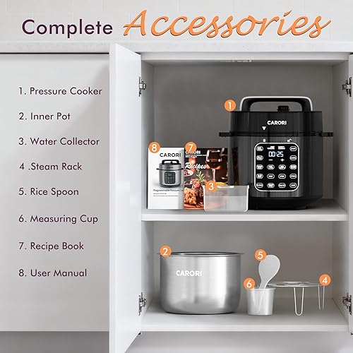 Miniatura 9 de Olla a presión eléctrica 9 en 1 de 6 cuartos de galón, color negro, olla de acero inoxidable, 12 funciones preestablecidas con pantalla táctil,
