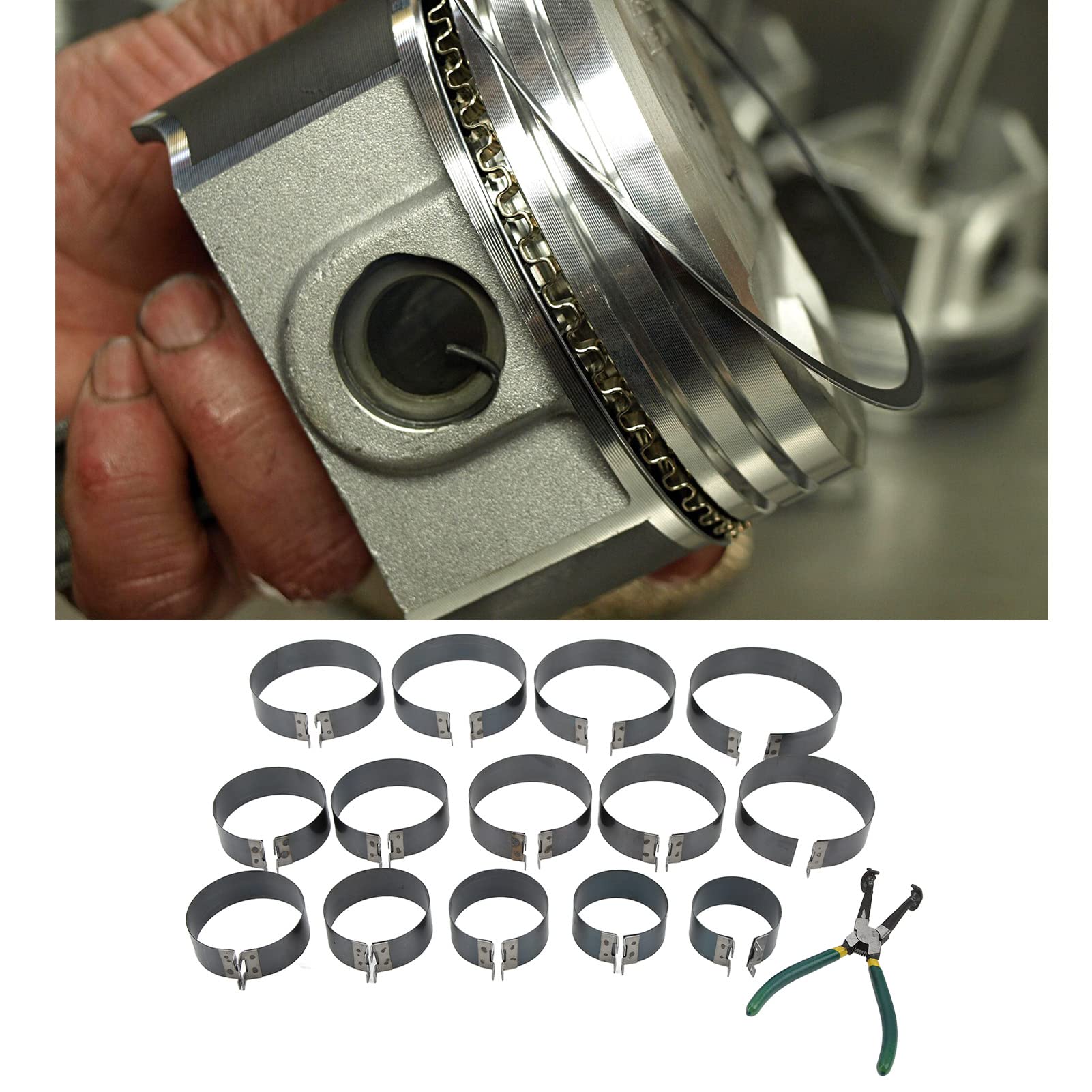 Set Compressore per Fasce Elastiche Pistoni Universale a 14 Pezzi - Robusto per la Riparazione di Motori di Auto e Camion