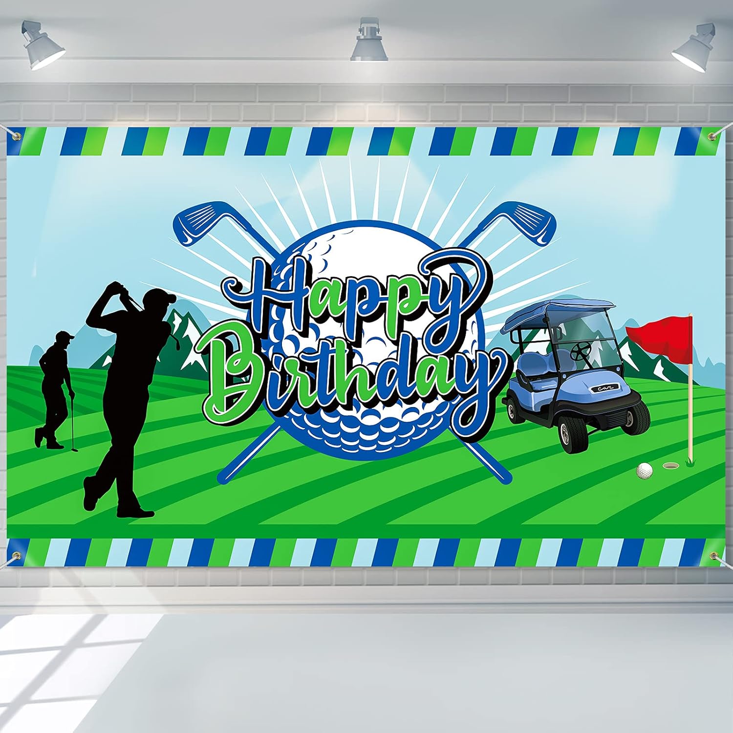 Irenare Golf Birthday Party Decoration Happy Birthday Backdrop Photo Booth Banner Photography Background for Golf Sports Themed Birthday Party Supplies for Men, 73 x 43inch