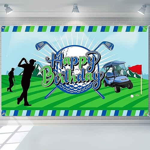 Decoración de fiesta de cumpleaños de golf, telón de fondo de feliz cumpleaños, cartel de cabina de fotos, fondo de fotografía para golf, deportes,